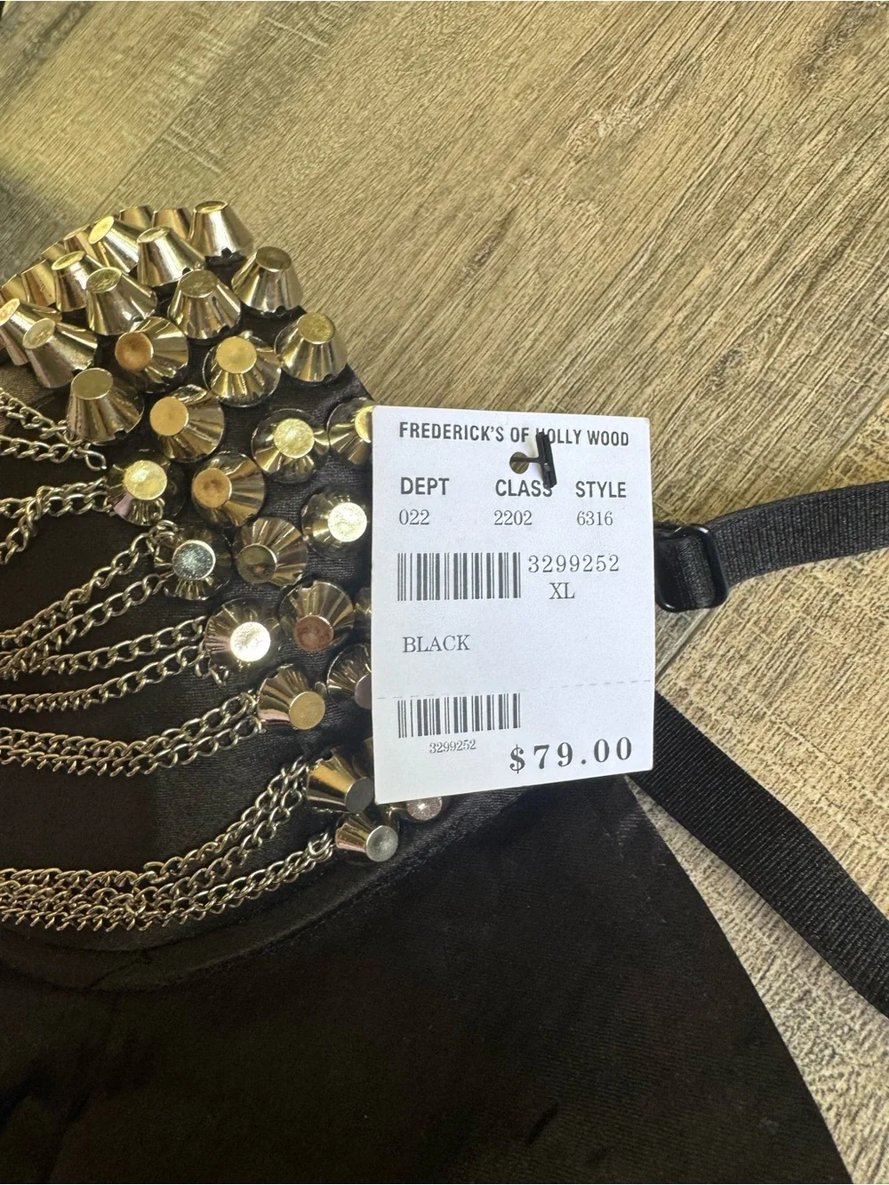 Fredericks of Hollywood Y2K Vintage Black Studded Chain Corset Top